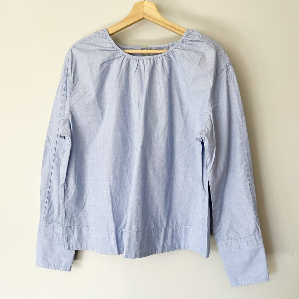 Everlane Shirt Size Small Poplin Breeze Light Blue Blouse Open Tie Back‎ NWT